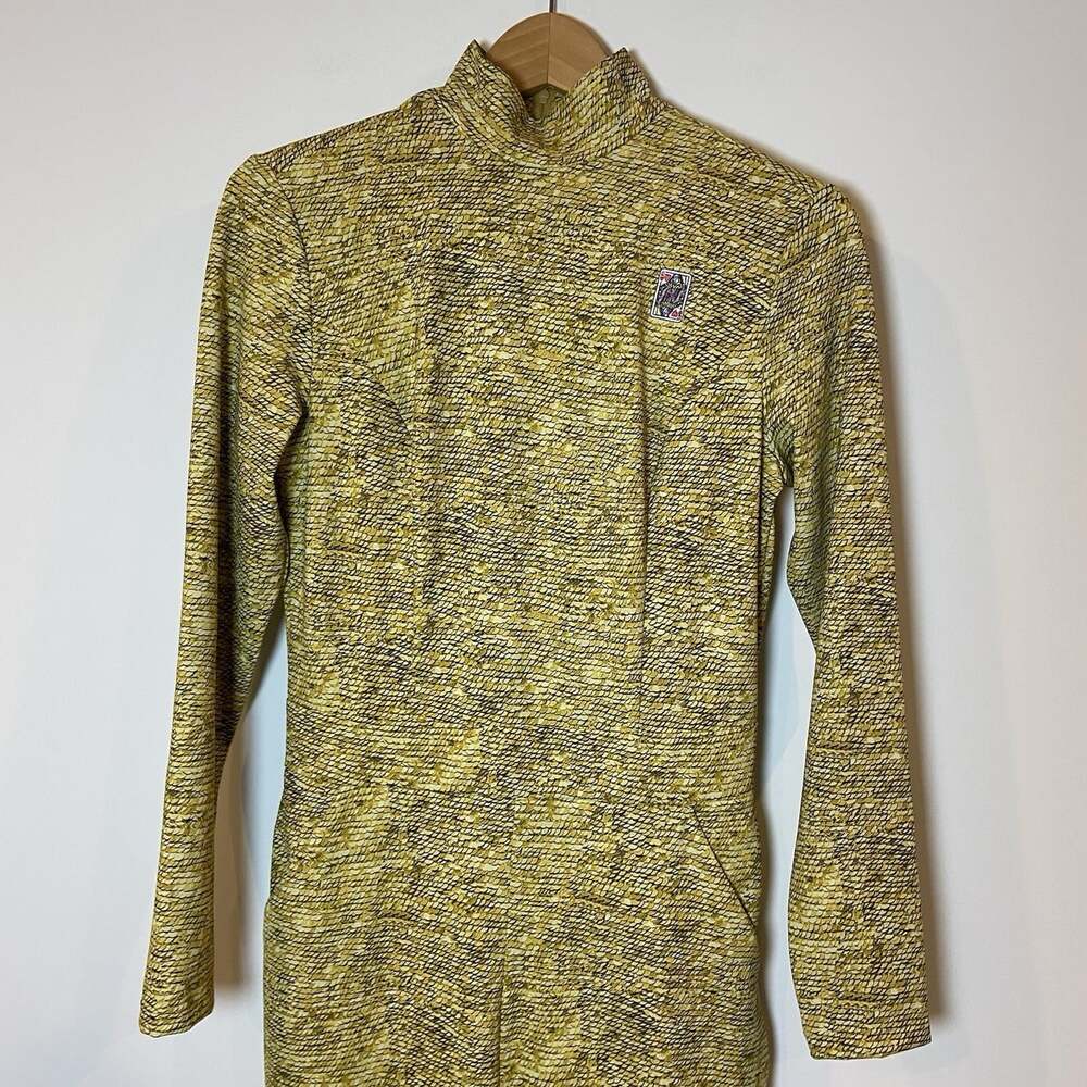 Mrs Momma Bear Workwear Lucky Lady Jumpsuit Yellow Gold Embroidery Card S M - Picture 3 of 8